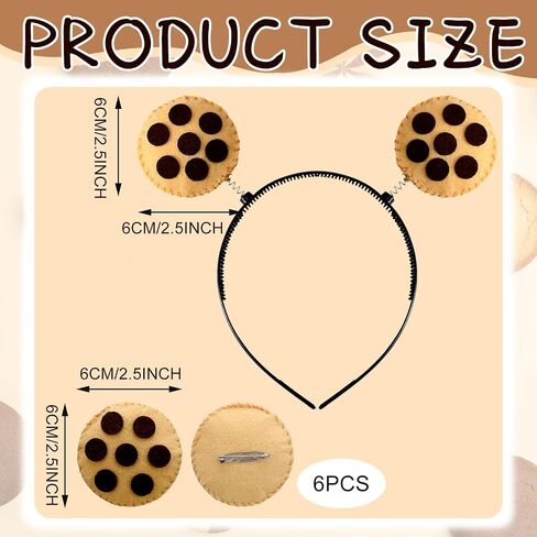 Giegxin 7 Pcs Halloween Costume Accessories Set Include Chip Cookie Headband and 6 Pcs Felt Chocolate Cookies Pins Funny Chip Biscuit Pins for Girl Women Halloween Costumes Party in Saudi Arabia