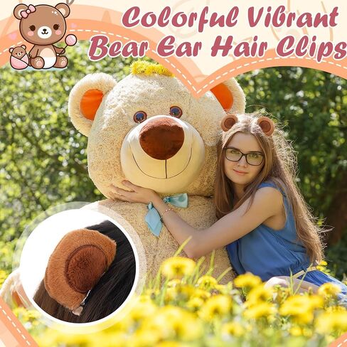 1pair Cute Bear Ears Hair Clips for Halloween Cospaly Party Soft Fuzzy Bear Costume Animal Ears Hairpins in Saudi Arabia