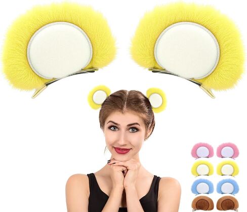 1pair Cute Bear Ears Hair Clips for Halloween Cospaly Party Soft Fuzzy Bear Costume Animal Ears Hairpins in Saudi Arabia