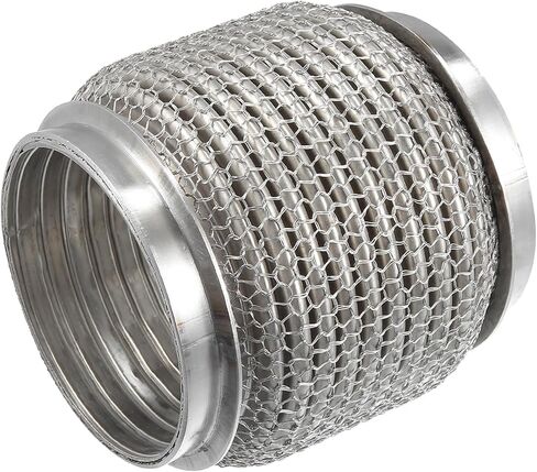 Car Exhaust Flexible Pipe, 76x102mm 2.99"x4.02" Exhaust Flex Connector Pipes Bellows Universal for Car Durable Stainless Steel Silver Tone in Saudi Arabia