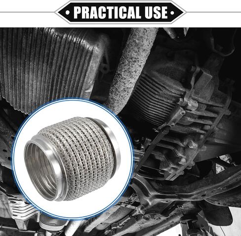 Car Exhaust Flexible Pipe, 76x102mm 2.99"x4.02" Exhaust Flex Connector Pipes Bellows Universal for Car Durable Stainless Steel Silver Tone in Saudi Arabia