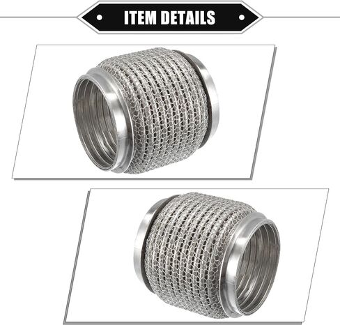 Car Exhaust Flexible Pipe, 76x102mm 2.99"x4.02" Exhaust Flex Connector Pipes Bellows Universal for Car Durable Stainless Steel Silver Tone in Saudi Arabia