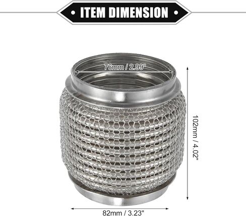 Car Exhaust Flexible Pipe, 76x102mm 2.99"x4.02" Exhaust Flex Connector Pipes Bellows Universal for Car Durable Stainless Steel Silver Tone in Saudi Arabia