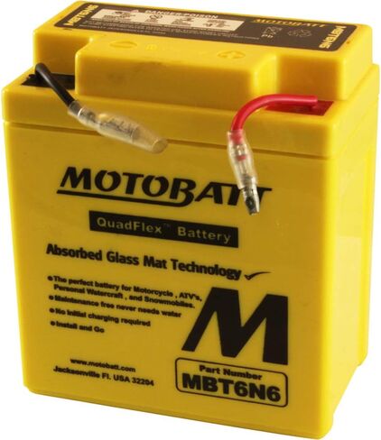 MotoBatt MBT6N6 (6V 6 Amp) Factory Activated Maintenance Free QuadFlex AGM Battery Replaces -6N61B, 6N6-3B, 6N63B1, 6N61D, 6N61D2 in Saudi Arabia