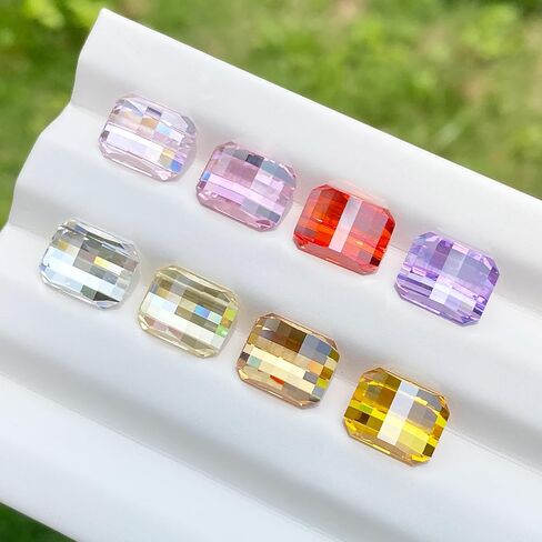 Lab-Created Colored Gemstones – 8 Colors Pixel Cut Geometric Step-Cut Loose Stones for DIY Jewelry Making, Fancy Lab Gems for Rings, Earrings, Necklaces, Crafts in Saudi Arabia