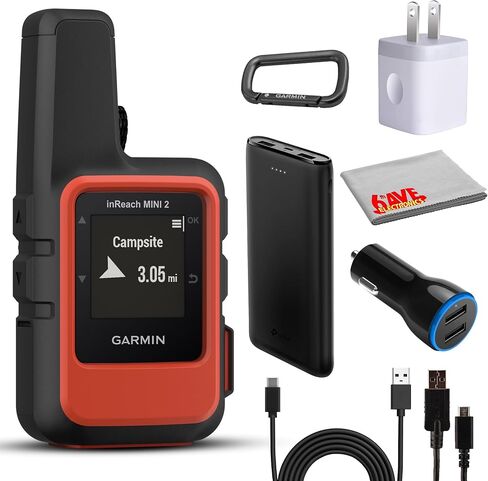 جهاز اتصال Garmin inReach Mini 2 عبر الأقمار الصناعية، تصميم متين وخفيف الوزن، نظام تحديد المواقع العالمي المحمول للمشي لمسافات طويلة، حزمة جهاز مراسلة نصية مع ملحقات (أسود) in Saudi Arabia
