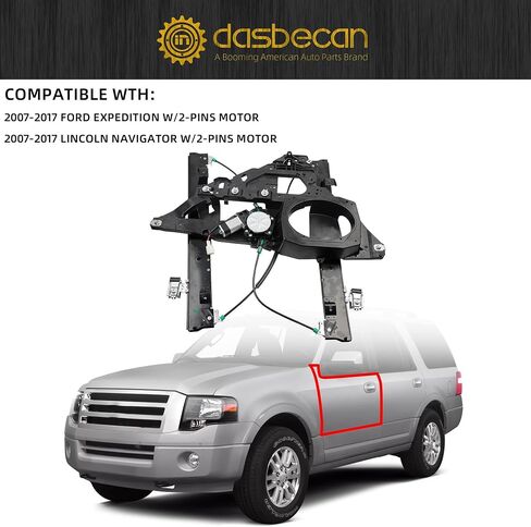 Dasbecan Front Left Driver Side Power Window Regulator with 8-Pin Motor Compatible with Ford Expedition Lincoln Navigator 2007-2017 Replaces 748-542 7L1Z7823201B in Saudi Arabia