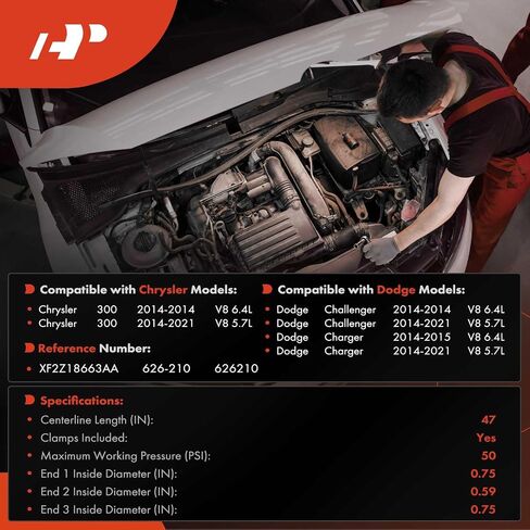 A-Premium Outlet HVAC Heater Hose Pipe Line Assembly + with Clamps and Protective Sleeve Attached Compatible with Dodge Charger, Challenger & Chrysler 300, 2014-2021 in Saudi Arabia