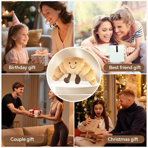 Amuseables Croissant Plush Toy - Soft Stuffed Croissant Gift, 14 inch Cute Food Stuffed Animals Pillow for Kids & Adults in Saudi Arabia