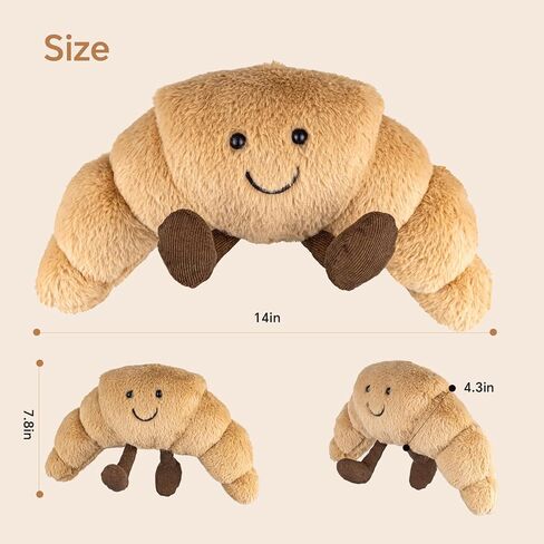 Amuseables Croissant Plush Toy - Soft Stuffed Croissant Gift, 14 inch Cute Food Stuffed Animals Pillow for Kids & Adults in Saudi Arabia