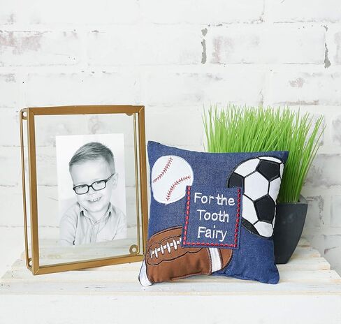 C&F Home Tooth Fairy وسادة مطرزة مع جيب للأولاد، موضوع رياضي للأولاد والبنات، وسادة صغيرة صغيرة الحجم مقاس 6 بوصات × 6 بوصات لغرفة الأطفال وحامل الأسنان لأول مرة in Kuwait