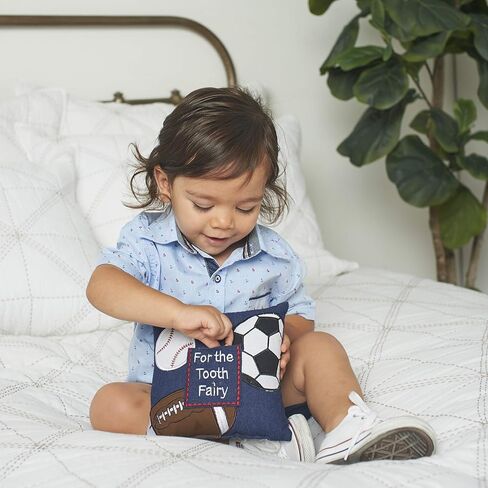 C&F Home Tooth Fairy وسادة مطرزة مع جيب للأولاد، موضوع رياضي للأولاد والبنات، وسادة صغيرة صغيرة الحجم مقاس 6 بوصات × 6 بوصات لغرفة الأطفال وحامل الأسنان لأول مرة in Kuwait