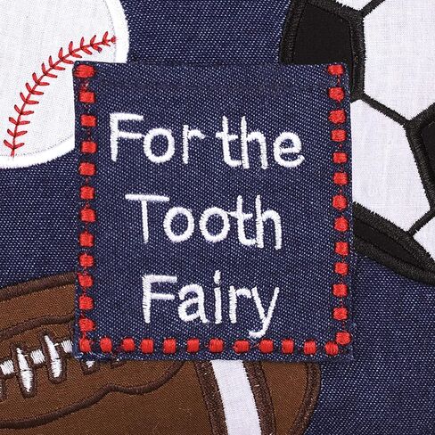 C&F Home Tooth Fairy وسادة مطرزة مع جيب للأولاد، موضوع رياضي للأولاد والبنات، وسادة صغيرة صغيرة الحجم مقاس 6 بوصات × 6 بوصات لغرفة الأطفال وحامل الأسنان لأول مرة in Kuwait
