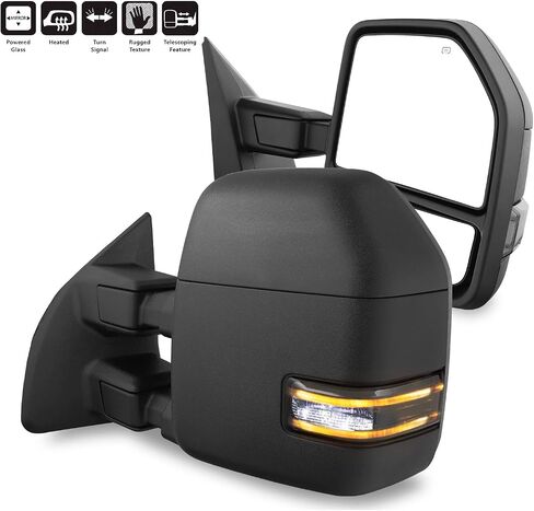 AKKON - For 08-16 Ford F250/F350/F450/F550 SuperDuty Pair of Power + Heated + Turn Signal Black Texture Towing Side Mirrors in Saudi Arabia