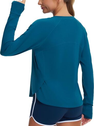 Women's Long Sleeve Workout Shirts Breathable Running Athletic Tops with Thumb Hole in Saudi Arabia