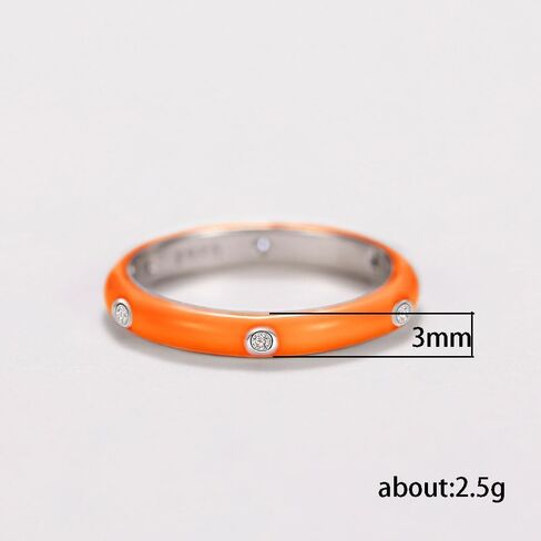Stackable Enamel Ring 925 Sterling Silver Cubic Zirconia Rainbow Eternity Stacking Band Rings for Women 10 （White） in Saudi Arabia