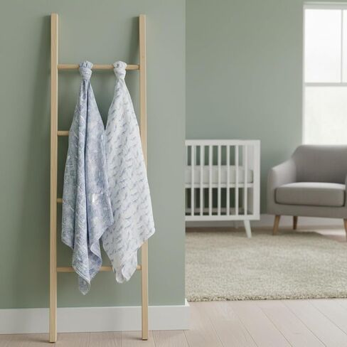 aden + anais Swaddle Blanket, 100% Organic Cotton Blankets for Girls & Boys, Baby Receiving Swaddles, Ideal Newborn & Infant Swaddling Set, 2 Pack, Oceanic in Saudi Arabia