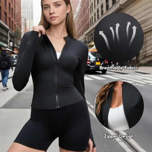 Women's Athletic Long Sleeve Workout Top Quick Dry Gym Activewear Zipper Yoga Shirt Moisture Wicking Slim Fit Sportswear in Saudi Arabia