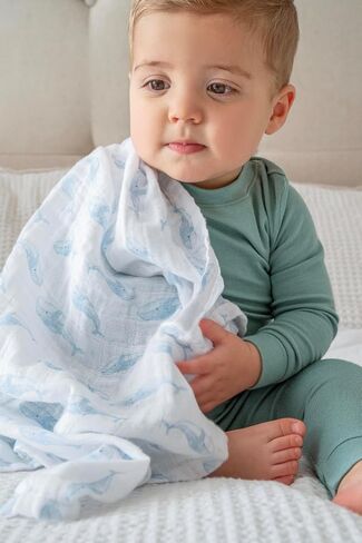 aden + anais Swaddle Blanket, 100% Organic Cotton Blankets for Girls & Boys, Baby Receiving Swaddles, Ideal Newborn & Infant Swaddling Set, 2 Pack, Oceanic in Saudi Arabia