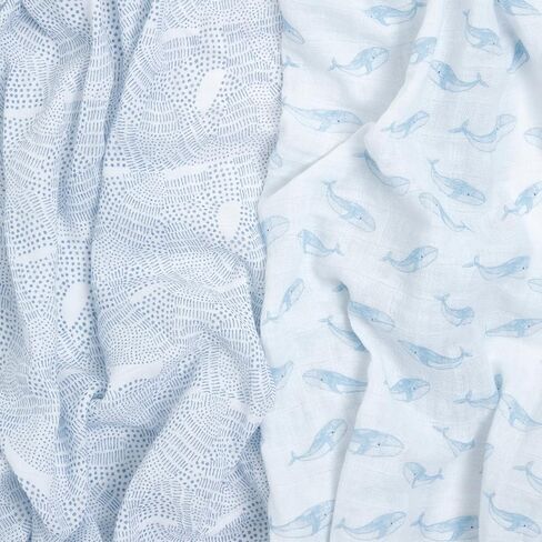 aden + anais Swaddle Blanket, 100% Organic Cotton Blankets for Girls & Boys, Baby Receiving Swaddles, Ideal Newborn & Infant Swaddling Set, 2 Pack, Oceanic in Saudi Arabia