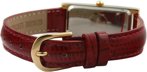 Peugeot Women's Slim 14K Gold Plated White Mother of Pearl Face Roman Numeral Brown Leather Thin Strap Dress Watch 3017BR in Kuwait