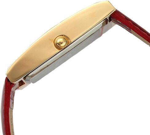 Peugeot Women's Slim 14K Gold Plated White Mother of Pearl Face Roman Numeral Brown Leather Thin Strap Dress Watch 3017BR in Kuwait