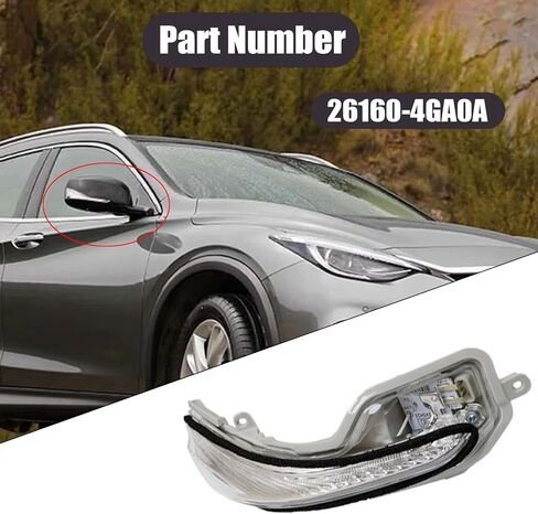 GXARTS باب واحد الجانب الأيمن مرآة بدوره إشارة الضوء استبدال 261604GA0A متوافق مع إنفينيتي QX30 Q50 Q60 Q70 2014 2015 2016 2017 2018 2019 in Kuwait