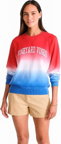 vineyard vines Women's Americana Dip Dye Vineyard Terry Crewneck in Saudi Arabia