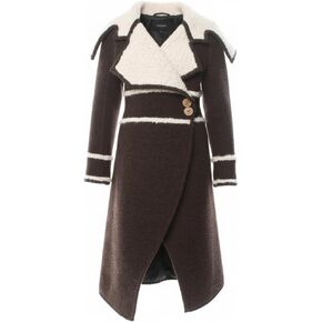 Women's Cameron Diaz The Holiday Brown Cashmere Wool Single Breasted Mid Long Faux Fur Trench Coat in Kuwait