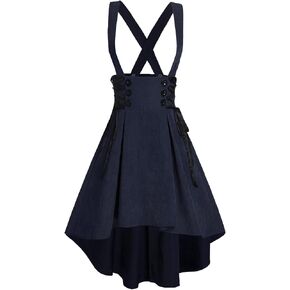 DRESSFO Women’s Gothic Lace Up Suspender Skirt – Crisscross Strap A-Line Midi Skirt with Zipper in Saudi Arabia