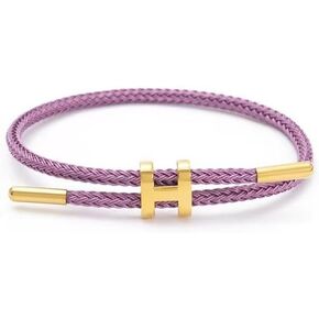 Bracelet with Adjustable Design Polished H Shape Buckle, Bracelets for Women, 18k Gold-plated Buckle Design Titanium Steel Wire Rope Women's Gift Jewelry in Kuwait