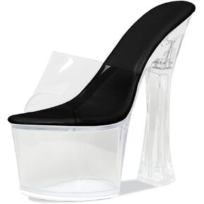 منصة Womens Clear Cheels for Women Sky High Mules Slide chunky Sexy 6inch Cyeled Cyeled Sandals in Kuwait