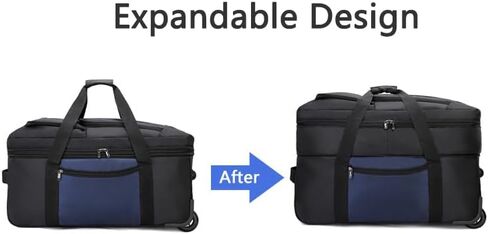 Large Rolling Duffel Bag with Wheels, 34" (130L) Expandable Weekend Travel Waterproof Bag，Expandable design in Saudi Arabia