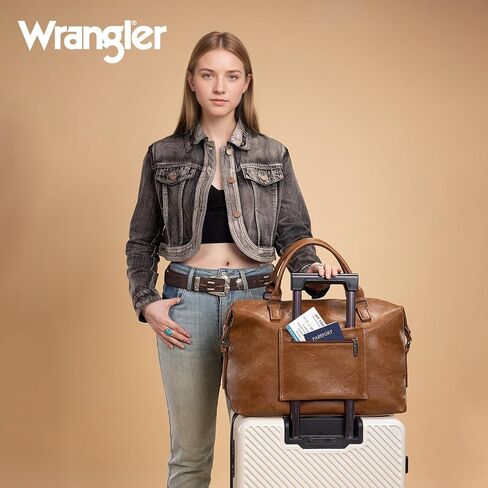 Wrangler Duffel Bag Large Travel Bags for Women Waterproof Weekender Bag Carry on Bags Overnight Bag for Gym,Trips,Weekends,Black in Saudi Arabia
