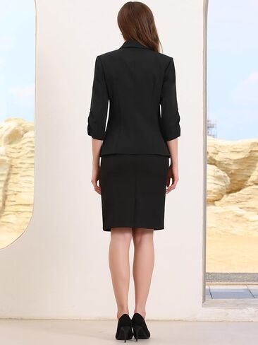 Allegra K Work Blazer for Women Ruched 3/4 Sleeve Lapel Business Casual Suit Jackets with Pockets in Saudi Arabia