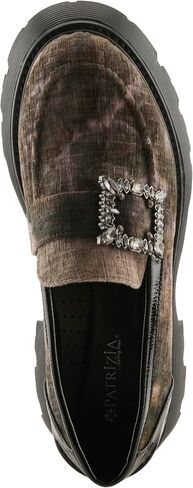 PATRIZIA MORHUA Women’s Velvet Loafer – Crystal Buckle Slip-On Platform with Chunky Lug Sole in Saudi Arabia