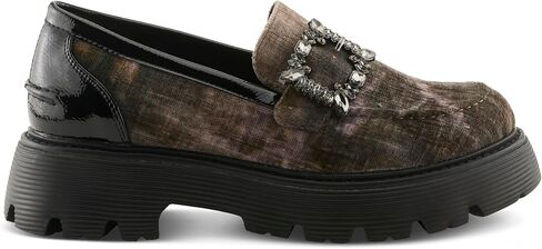 PATRIZIA MORHUA Women’s Velvet Loafer – Crystal Buckle Slip-On Platform with Chunky Lug Sole in Saudi Arabia
