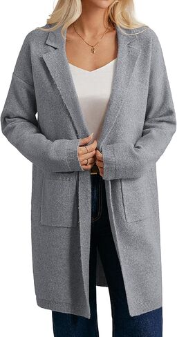 GRACE KARIN Women Long Sweater Blazers, 2025 Open Front Knit Cardigan, Dressy Soft Lapel Jacket with Pockets in Saudi Arabia