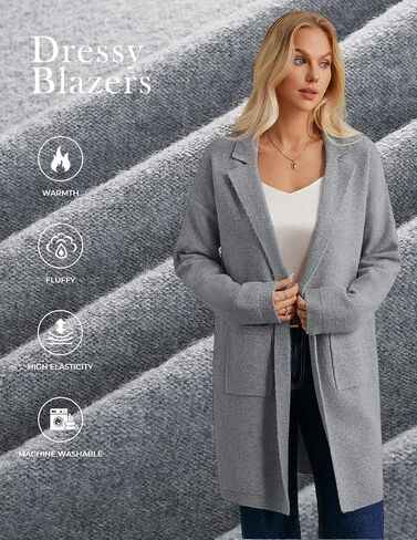 GRACE KARIN Women Long Sweater Blazers, 2025 Open Front Knit Cardigan, Dressy Soft Lapel Jacket with Pockets in Saudi Arabia