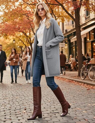 GRACE KARIN Women Long Sweater Blazers, 2025 Open Front Knit Cardigan, Dressy Soft Lapel Jacket with Pockets in Saudi Arabia