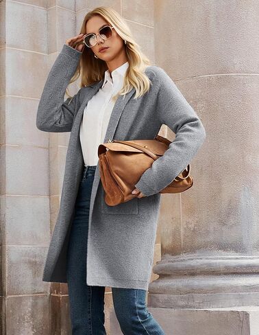 GRACE KARIN Women Long Sweater Blazers, 2025 Open Front Knit Cardigan, Dressy Soft Lapel Jacket with Pockets in Saudi Arabia