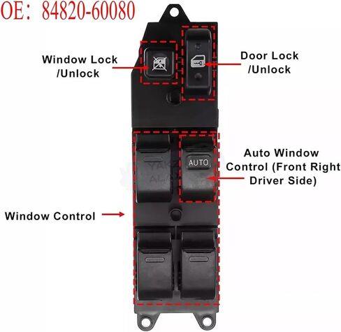 84820-60080 Auto Parts Front Right Driver Side Master Power Window Control Switch 1Pcs in Saudi Arabia