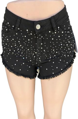 High Waist Rhinestone Embellished Shorts in Saudi Arabia