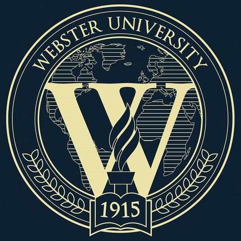Webster University 13.75" w x 10.75" h Diploma Frame - Fits a bachelor's and master's - Gold Embossed Diploma Frame - Black Moulding with Navy and Gold Matting - Officially Licensed in Saudi Arabia