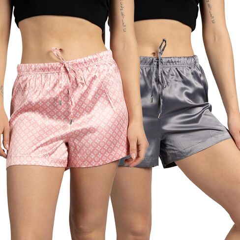TAHARI Women's 2-Pack Satin Drawstring Pajama Lounge Shorts in Saudi Arabia