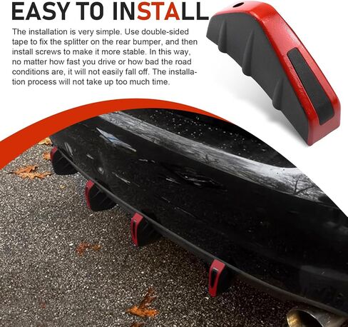 4 PCS Car Lower Bumper Lip Diffuser, Anti-scratch Triangular-shape Bumper Lip Splitter with Screw, Exterior Rear Canards Fins Spoiler Canards Kit, Universal for Most Cars (Black) in Saudi Arabia