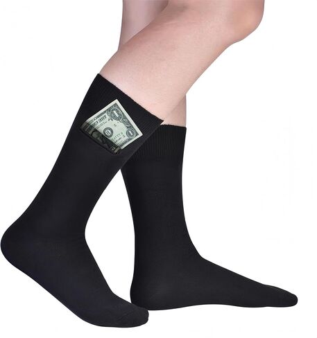 Handmade Hidden Pocket Ankle Socks with Magnetic Closure – Anti-Theft Travel Socks for Men & Women, Secure Storage for Cash, Cards, Keys | Moisture-Wicking Hiking, Running, Athletic Socks (Size 9-12) in Saudi Arabia