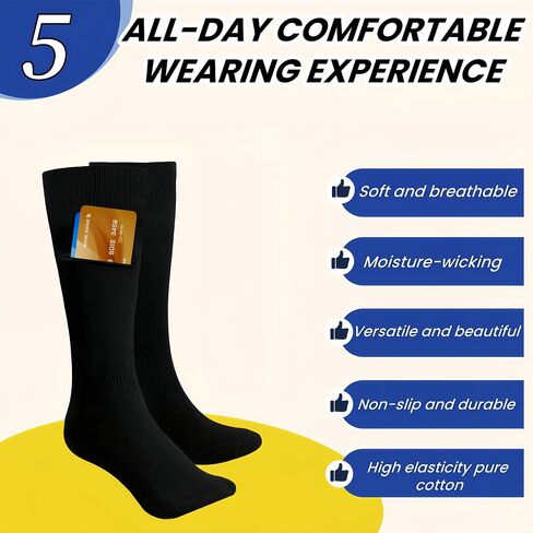 Handmade Hidden Pocket Ankle Socks with Magnetic Closure – Anti-Theft Travel Socks for Men & Women, Secure Storage for Cash, Cards, Keys | Moisture-Wicking Hiking, Running, Athletic Socks (Size 9-12) in Saudi Arabia