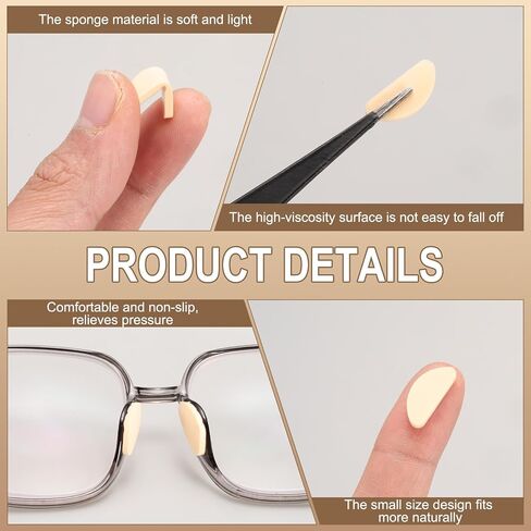 HARFINGTON 5 Pairs Eyeglass Nose Pads Soft Foam Anti Slip Glass Nose Pads Adjustable Non-Slip 1.5mm Self-Adhesive D-shaped Glasses Nose Pads for Plastic Frames Glasses, Skin Color in Saudi Arabia