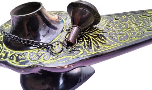 Vintage Style Decorative Genie Lamp, Antique Finish Metal Lamp, Black with Pattern in Saudi Arabia